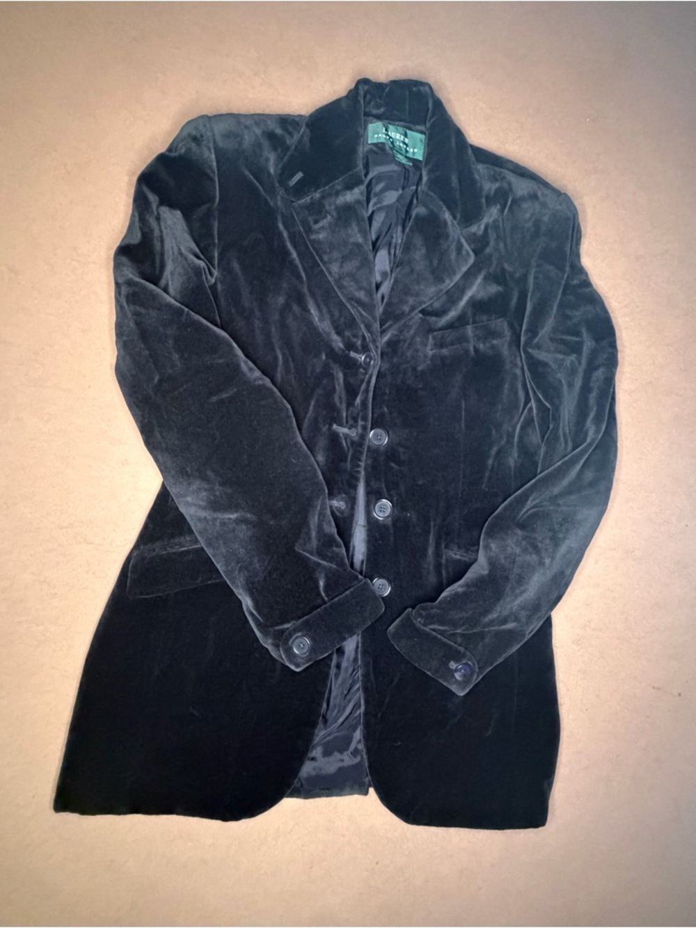 Lauren Ralph Lauren Black Velvet Tailored Blazer size 4 - Picture 3 of 9